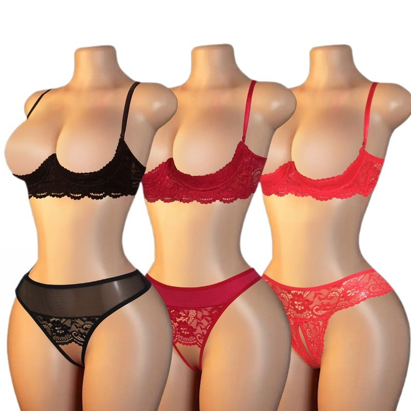 Lace Bralette Set - Conjunto de Lingerie Sexy Feminina com