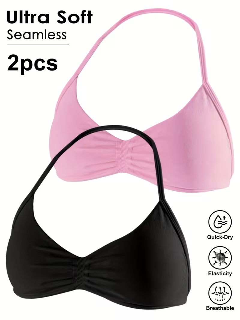T Shirt Bra Seamless - 2 peças Top Cropped Feminino Sem