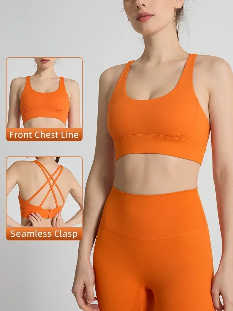 Sports Bra Racerback - Sutiã esportivo feminino, cor sólida, sexy,